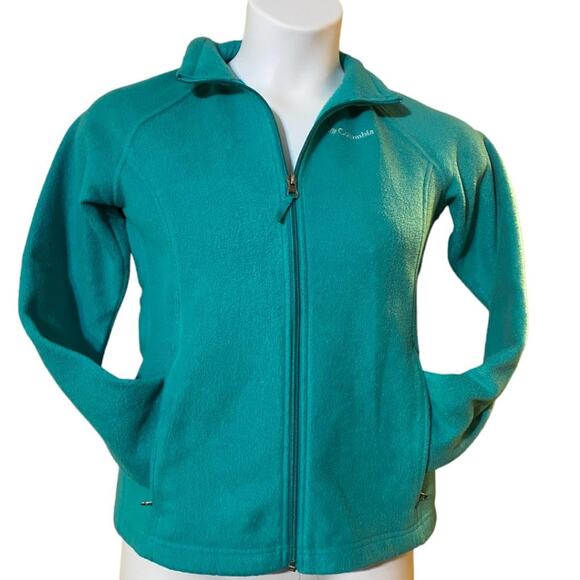 COLUMBIA teal colored fleece jacket -  Girls Large 14/16 - Picture 1 of 4